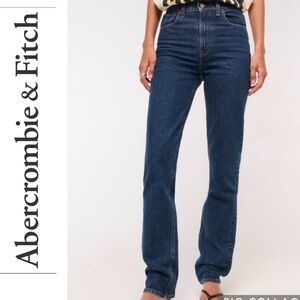 Abercrombie & Fitch Medium Wash Western Slim Straight Ultra High Rise 90s Jeans